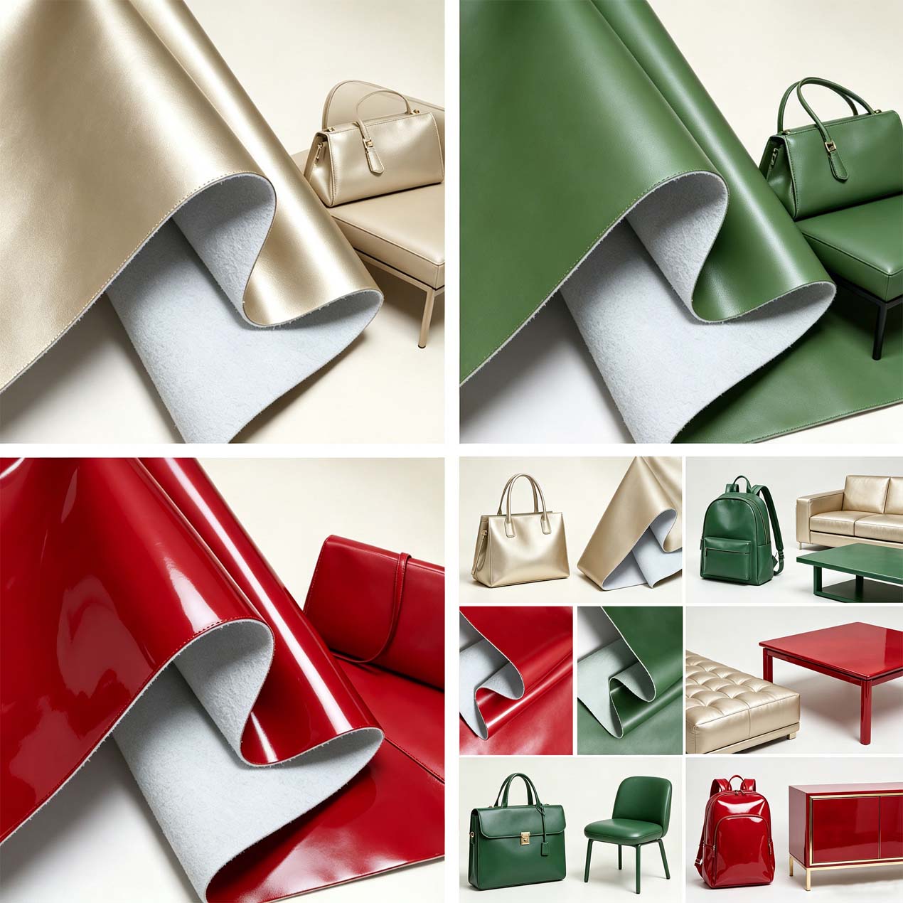 ဆိုဖာ PU Leather နှင့် လက်ကိုင်အိတ် Leather Fabric ကျောပိုးအိတ် Synthetic Leather